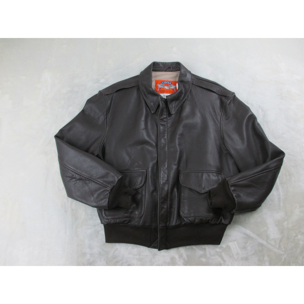 VINTAGE Cooper Type A2 Leather Jacket Mens 46R Brown Heavy Commemorative Flight*